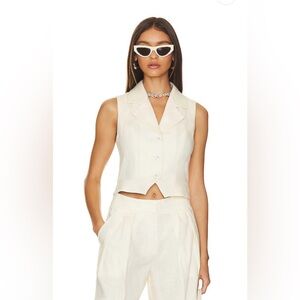 L'Academie Carinne Linen Vest Top in Creme Sz S